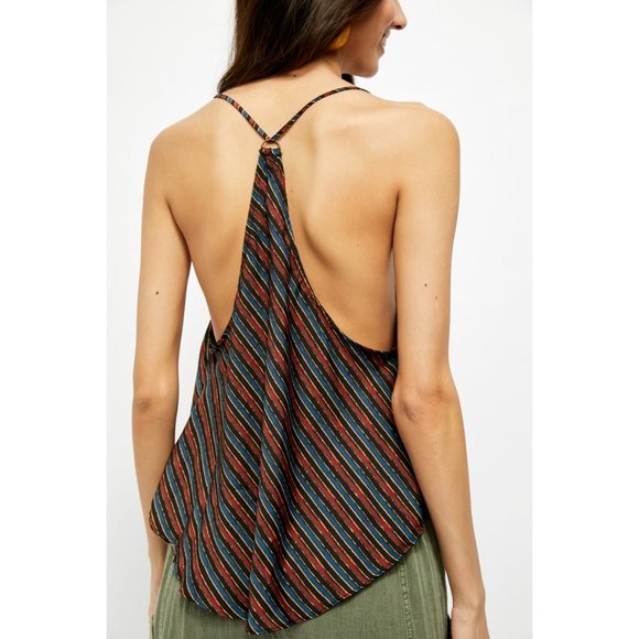 NWT Free People Stevie Cowl Neck Tank / Blue Combo - Picture 3 of 5